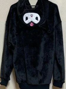 SANRIO Kuromi Zippered hoodie with ears Onegai My Melody Black M size Unused - Picture 1 of 12