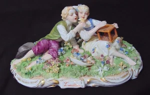 19. Jh. Porzellan Figur Gruppierung Liebhaber umwerbendes Paar Bocage Luigi Fabris - Bild 1 von 9