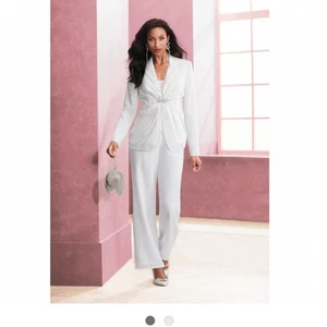 Midnight Velvet Off White 2 Pc Pants Suit Womens 20W NWOT - Picture 1 of 15