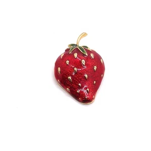 Cute Strawberry Enamel Brooch - Picture 1 of 5