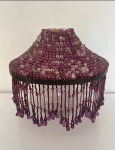 Purple Beaded Tassel Lampshade Bohemian Booho  - Picture 1 of 11