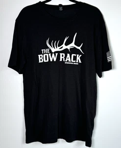 The Bow Rack T Shirt Men Large Black Springfield Oregon USA Flag Archery Hunting - Picture 1 of 10