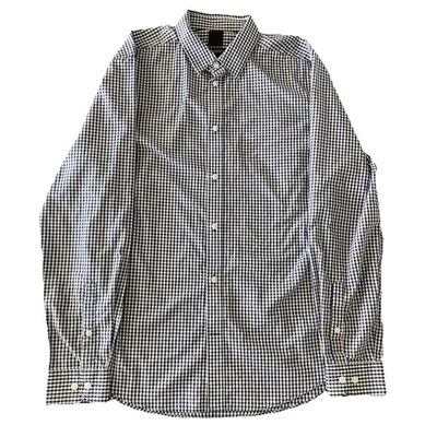 H&M Camisa de vestir a cuadros azul y blanco manga larga algodón mediano Foto 1 de 4