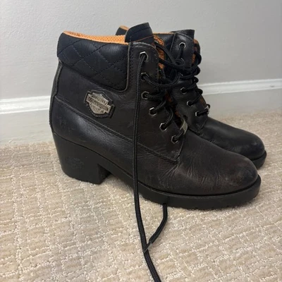 Harley Davidson Womens Leather Boots Lace Up Biker Motorcycle Grunge Goth US 8 - Image 1 of 4