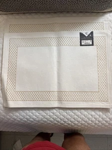 Waterford Fine Linens Betta Placemats Embroidery Gold 13x19 Set of 2 White Gold - Picture 1 of 4