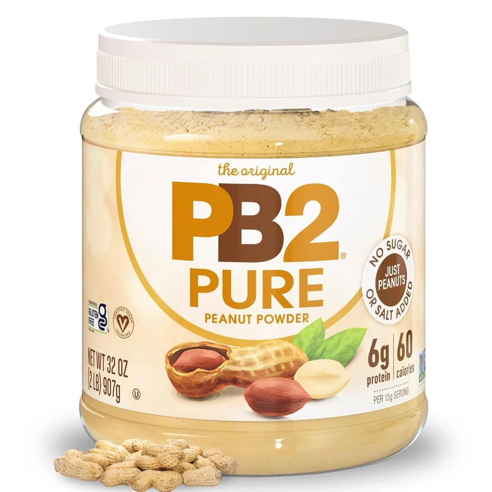 PB2 Pure Peanut Butter Powder 2 Lb/32 Oz Jar No Added Sugar Salt Preservatives 1