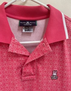Psycho Bunny ALL OVER LOGO Poloshirt Herren Gr. 4 Small Supima Pima Baumwolle Preppy - Bild 1 von 6