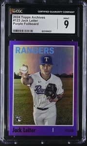 2024 Topps Archives Jack Leiter #123 Purple Foilboard Baseball CGC 9 - Picture 1 of 2