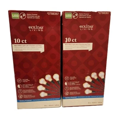 Holiday Living 10 Ct Warm White 3 Function Battery Operated Christmas Light Lot - Image 1 of 2