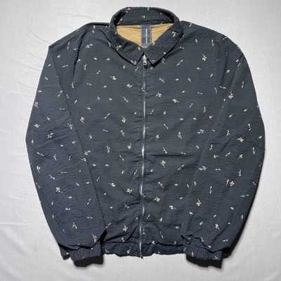 Scotch & Soda Jacket Mens Large Black Tan Reversible Bomber Floral Zip Pockets - Image 1 of 4