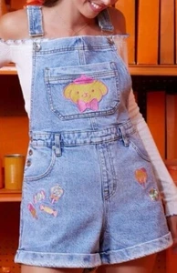 Hot Topic Sanrio Pompompurin Sweets Denim Shortalls Women’s Size Small - Picture 1 of 7