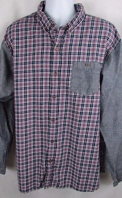 BoB Timberlake plaid shirt red white blue sleeves pocket button down 2X Men's  - Image 1 of 4