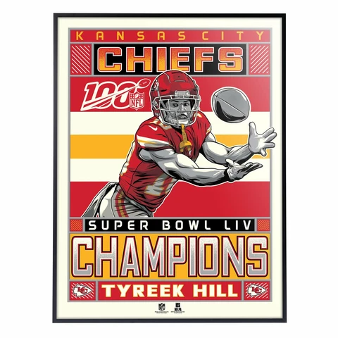 Kansas City Chiefs Super Bowl LIV Champions Tyreek Hill 18"x24" Deluxe Framed Se Cover