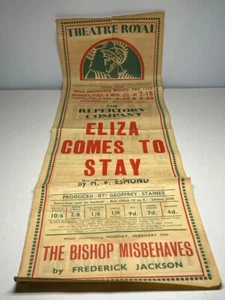 1942 Theatre Royal York Double Sided Poster 10"x30" Eliza Comes to Stay / Geneva - Picture 1 of 11