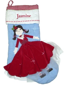 Pottery Barn Niños Niña Vestido Rojo Acolchado Medias de Navidad MONOGRAMA JAZMÍN - Imagen 1 de 2
