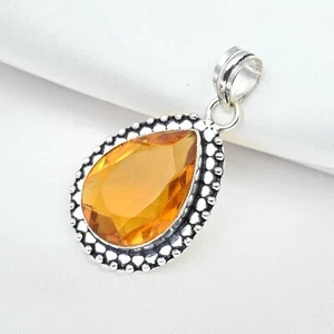Nice Citrine Topaz Gemstone 925 Sterling Silver Handmade Pendant - Picture 1 of 6