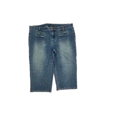 Pantalones cortos vaqueros INC Distressed Skimmer para mujer talla 14 azul lavado oscuro Foto 1 de 3