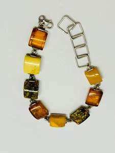 Tri-Color Bernstein Armband .925 Silber Gesamtlänge 9" verstellbar - Bild 1 von 11