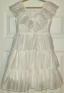 girls white tiered ruffled A-line summer dress, size 7, Trish Scully back zipper - Picture 1 of 12