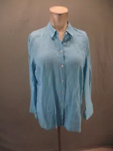 J.JILL Größe S Damen blau 100 % Leinen Kragen langarm geknöpftes Shirt 575 - Bild 1 von 10