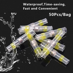 50PCS Solder Seal Sleeve Heat Shrink Electric Butt Wire Connectors Terminal Kit - Picture 1 of 4