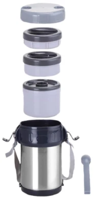 HAUSBERG THERMOS HB-1461 PER ALIMENTI IN ACCIAIO 2 LITRI CON TRE CONTENITORI - Immagine 1 di 2