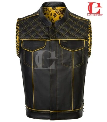 Chaleco de motociclista de mezclilla de cuero hecho a mano para hombre - Chaleco de motociclismo Foto 1 de 4