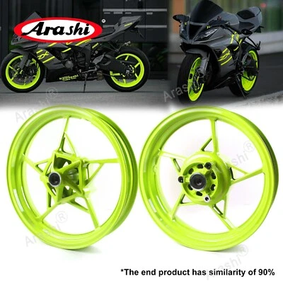 Llanta trasera delantera amarilla neón para Kawasaki Ninja 400 EX400 ABS 2018-2023 2020 Foto 1 de 3