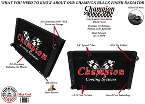 RS Champion 3 Row Black Finish Radiator for 1966 1967 Lincoln Continental V8 Eng - Picture 1 of 8