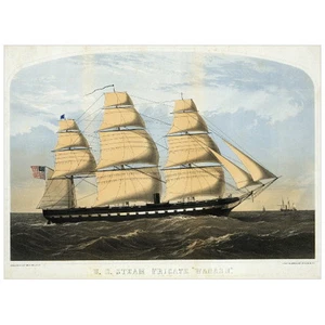 IMÁN NEVERA fragata de vapor Wabash de EE. UU., 1865 buque de guerra USS Marina buque de guerra civil - Imagen 1 de 7
