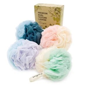 Dual Texture Exfoliating Loofah Sponge Scrubber, Pack of 4 - Picture 1 of 7