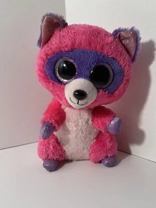 TY Beanie Boos Roxie Raccoon 10" Pink Purple Soft Cuddly Plush Stuffed Animal - Picture 1 of 5