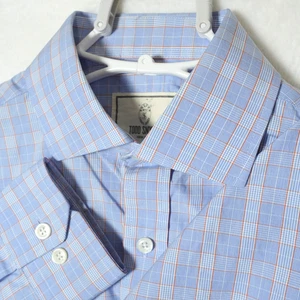 Todd Snyder Shirt Men's 15 34/35 Blue Orange Gingham Plaid Button Up Long Sleeve - Picture 1 of 7