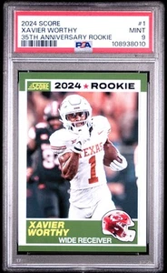 2024 Panini Score 35th Anniversary Rookie #1 Xavier Worthy PSA 9 - Picture 1 of 2