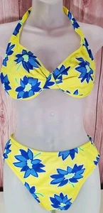 Vintage Jantzen gelb Blumen Bikini Gr. 14 Bügel gebraucht, in einwandfreiem Zustand - Bild 1 von 4