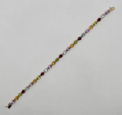 14k Yellow Gold Pear Shape Gemstone Bracelet 7.5" - Image 1 of 2