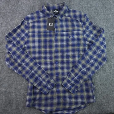 New Under Armour Tradesman Flex Flannel Shirt Medium Blue Plaid Snap Closure - Image 1 of 4