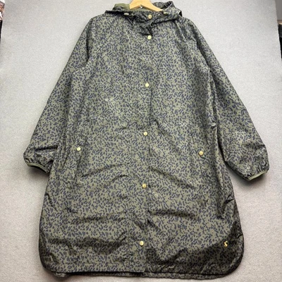 JOULES Raincoat UK 16 WAYBRIDGE Green Waterproof Leopard Animal Print Packable - Image 1 of 4