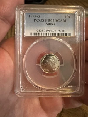 1999 S 10C Silver Roosevelt Dime Proof PCGS PR69DCAM - Image 1 of 2