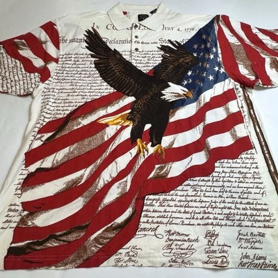 Cotton Traders Sport 🇺🇸 Independence Day Bald Eagle 1776 Polo Shirt 2XLT988 - Image 1 of 4