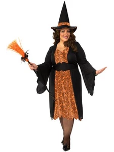 Womens Ladies Witch Costume Wicked Spooky Wizard Adult Halloween Fancy Dress - Picture 1 of 3