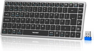 TECKNET Wireless Keyboard, Rechargeable, 2.4GHz USB & Bluetooth; UK Layout - Picture 1 of 7