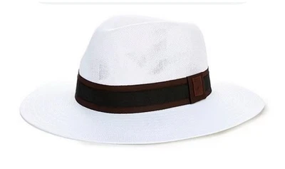 Biltmore Panama Straw Fedora Hat Size Xl Made in USA Cream w/ Black Band - Image 1 of 4