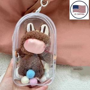Clear Bag Protective Case for Labubu Plush Doll, Hanging Display Case, No Doll - Picture 1 of 9