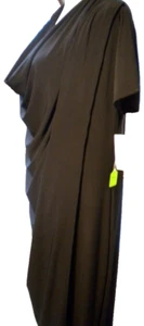 ABS ESSENTIALS Women Sz 8 Blk K-Length Draped/Wrap Pull-over Poly-Blend S-Sleeve - Picture 1 of 8