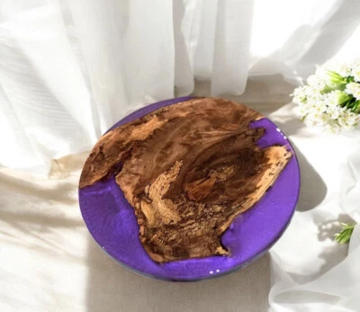 Mesa de resina epóxi personalizada 24" borda viva mesa de madeira console moderna mesa hotel dec - Imagem 1 de 4