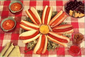 Postcard Continental Unused Hot dogs 1958 Photograph By Tom Caravaglia [aj] - Picture 1 of 2