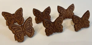 Wooden Butterfly Napkin Holders Brown Wood Bohemian Retro Style ~ SET of 6 - Picture 1 of 18