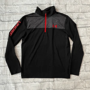 Under Armour youth boys M loose fit heat gear quarter zip pullover black & red - Picture 1 of 5