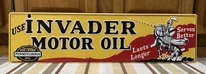 Invader Motor Oil Sign Knight Gas Garage Tools Parts Vintage Style Wall Decor - Picture 1 of 5